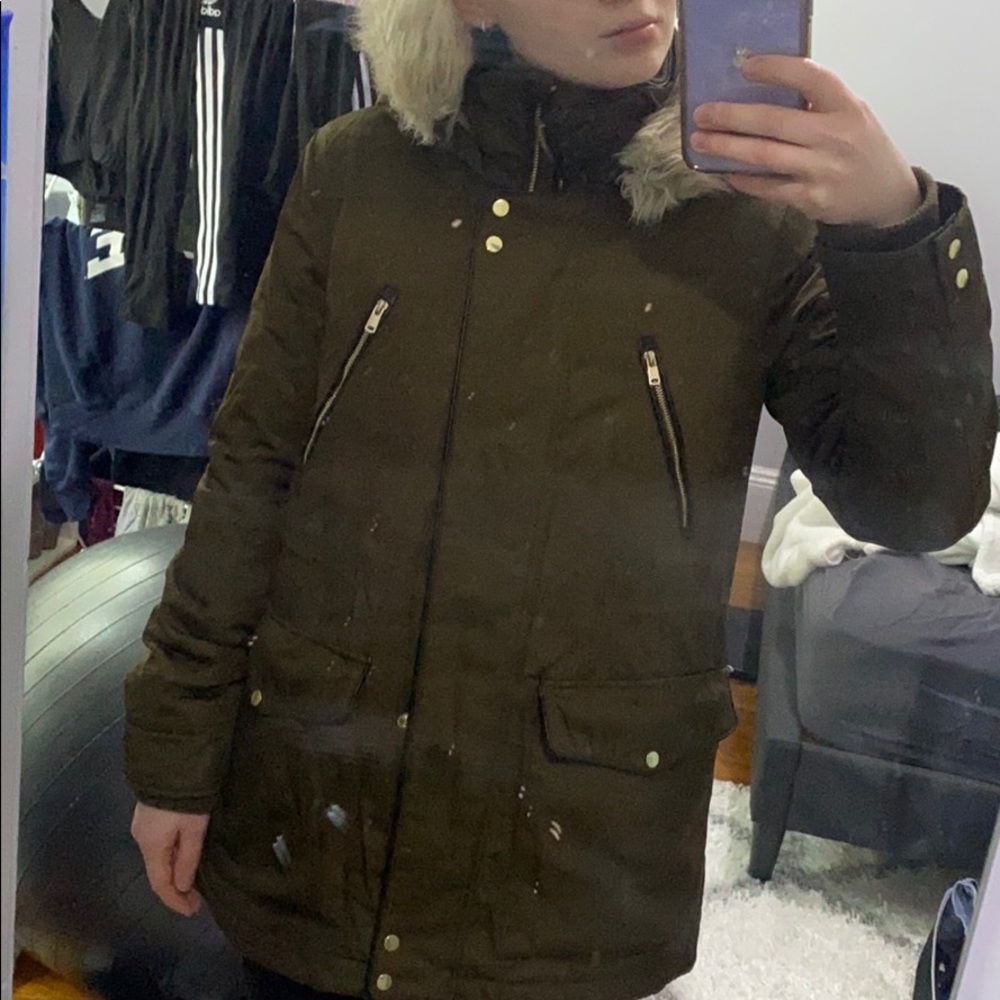 Olive green ZARA winter coat